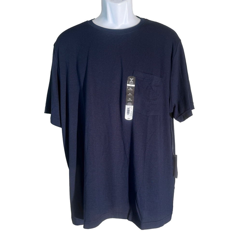 XERSION Men's‎ Short Sleeve Crew Neck Polyester Dark Blue XL NWT